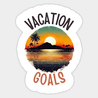 Vacation Goals Tropical Vintage Sunset Sticker